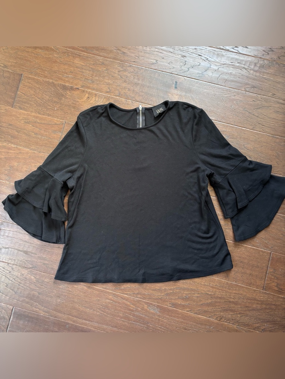 W5 Black Top Ruffled Bell Sleeves Large